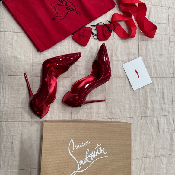 Christian Louboutin Hot Chick 100 heels in 40.5 in Psychic Red - Picture 13 of 15